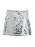 Silver Sequin Skirt Woman Glitter Short Skirt Women High Waist Sexy Mini Skirt Y2k Streetwear Fashion Slit Winter