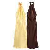 Women's Clothing Explosion Of The Solid Color Jacket Hanging Neck Collar Knot Folded Fan Flute
