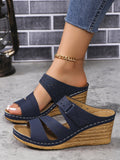 Bottom Round Head One-Word Wear 2025 New Summer Slope And Large-Size Women's Fashion Cold Slippers