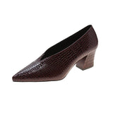 Single Shoes Women Fall 2025 New Snake Grain Fine Heel Women Shoes Light Mouth Solid