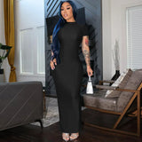 Zingj Women's Wear Summer 2023 Solid Color Sexy Short Sleeve Slit Dress Women's