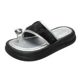 Fashion Comfortable One-Word Drag Woman 2025 Summer New Thick Bottom Height Clamp Slippers Women Wear Cold Drag