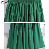 2022 Spring Summer Korean Fashion Solid Color Midi Long Skirt Women Aesthetic High Waist A Line Pleated Skirt