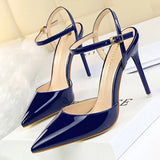 Shoes Fashion High Heels Shoes Patent Leather Woman Pumps Sexy Women Heels Blue Sliver Stiletto Heels Women Sandals