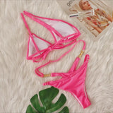 Zingj 2024 New Sexy Bikini Crystal Diamond Stripe Band Split Women's Swimsuit Luxury