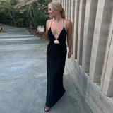 New Sling Skirt Temperament Sexy V-Neck Splicing Bare Back Chiffon Dress