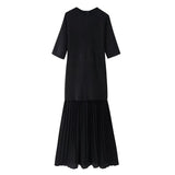 New Round-Neck Short-Sleeved Knitted Knitted Dress