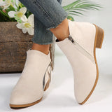 Velvet Side Zipper Martin Boots Women Coarse And Short-Trace Thin Nude Boots