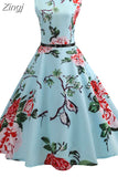 Women Dresses Casual Floral Retro Vintage 50s 60s Robe Rockabilly Swing Pinup Vestidos Sexy Party