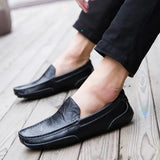 Seasons Men's Bean Shoes British Black Driving Shoes Leather Spring And Summer Casual Shoes Fashion Warm Lazy