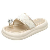 Fashion Comfortable One-Word Drag Woman 2025 Summer New Thick Bottom Height Clamp Slippers Women Wear Cold Drag