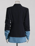 Temperament Commuting Style High-End Suit Suit 2025 Summer New Personality Splicing Denim Design Blazer