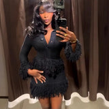 For Women's Clothing INS Explosive Fashion Tuxedo Knitted Shirt + Half-Dress