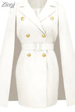 Blazer Dress High Street Club Party Dresses Double Breasted Cloak Dress with Belt Fashion notched Dresses Women 2023