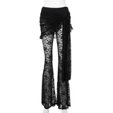 Dark Wind Flocking Suspenders, Chest Style, Wind Lace Flared Trousers, Asymmetrical Aprons, Two Sets Of