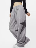 Star Patch Baggy Gray Sweatpants-Outfit
