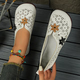 Hollowed-In-Caught People Hollow Flat-Soled Single-Shoe Female Flowers Breathable Shallow Mother Lazy Boat