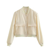 Women's ZA Autumn New Large Pocket Bomber