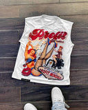 New Leisure Around The Sleeveless Vest With A Short-Sleeved Top Couple Summer Loose Printing Hot
