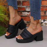 Bottom With Square Slippers Women Summer Wear High-Hee Broadband Strip Cold