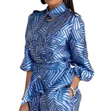 Spot Spring 2025 New Fashion Women's Print Long Sleeve Jacket Straight Leg Trousers Two-Piece
