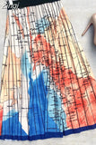 Dot Midi Skirts Women 2023 New Spring Casual Female Print Pleated Party Beach Skirt Elegant
