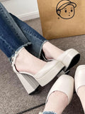 Zingj High Heel Barbie Shoes Platform Platform Thick Heel Fairy White Mary Jane Shoes Small 12Cm Wedding Dress Artifact Wedding
