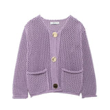 Women's INS Explosion Coarse Needle Long Sleeved Button