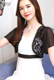 New Arrival Women'S Short Sleeve Lace Shirt Lady Fashion Short Cardigans Casual Blouse Summer Outwear Clothes 3735