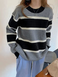Color Block Striped Knit Sweater- Outfit
