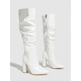 Pointed Head Thick And Fashion Tips Naturally Wrinkled Inside Zipper Fashion Boots Large-Size Bare