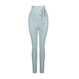 Sexy Women Pants 2022 New Summer Fashion High Waist Skinny Ties Female Solid Long Pencil Party Bodycon Bandage