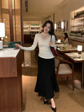Xixi 2025 Autumn And Winter New Temperament Hair, Thick Lace Fishtail Skirt Half-Body Ass Skirt Women