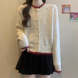 With A Soft Glutinous Nail Beads Color Short Cardigan Knitted Sweater Women's Spring And Autumn New Loose Chic