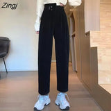 Loose White Corduroy Pants Women Korean Style Elegant High Waist Wide Leg Trousers Female 2023 Casual Straight