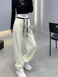 Korean Oversize 4Xl Letter Embroidery Sweatpants Women Causal High Waist Loose Trousers Chic Preppy Style Harajuku