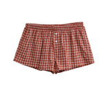 Women's Clothing 2025 Summer New Simple High-Waisted Loose Leisure Lattice