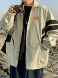 Men's Contrast Striped Zip Up Jacket-Outfit