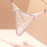 Transparent Thong Lady Sexy Double Bow 2025 New One-Line Hot Low-Waisted
