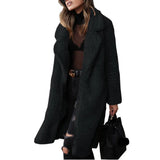 Women's Autumn And Winter Long Sleeves Collar Double-Sided Lady Plush Coat Long Coat Lamb Velvet