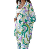 New Women's Street Loose Printed Shirt Long-Sleeved Fashion Casual Suit Women Two