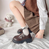 Small Leather Shoes Women's New Spring Black Lefu Shoes With Coarse Heel Height And Mary Jane Single