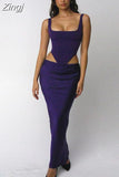 Quality 2 Piece Set Women 2023 Party Maxi Dress Royal Blue Mesh Sexy Crop Top and Skirt Celebrity Club Night