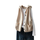 Knitted Vest Vest Women 2025 Autumn And Winter New Literary And Artistic Leisure Double Pockets Without Sleeves Outside Wearing