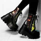 Autumn And Winter New Tape With Thick Bottom Mid-Sleet Boots Women's Taizhou Bright-Faced Low-Bush Martin