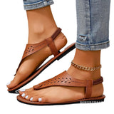 Hollowed-In-To-Sleeve Flat-Soled Sandals Women's Summer Loose-Cfolded Sand Sand Slippers With Carved