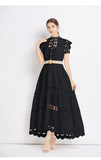 Temperament High-End Collar Hollow Embroidered Lace Spliced Sleeveless Waist Thin Elegant