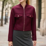 Burst Women's Round Neck Zipper Soft Short Jacket