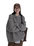 And Winter Lazy Style Retro Round Collar Collar Loose Horse Hair Pure Color Wear Inside And Thicken Sweater Female
