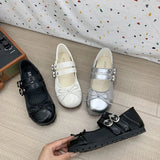 Zingj Vintage French Round Head Shallow Mouth Flat Single Shoes Women's 2024 New Summer Soft Sole Ballet Wind Mary Jane